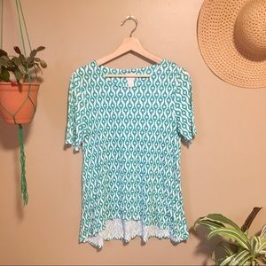 Chico’s Turquoise Patterned Top